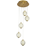 Каскадная люстра с 5-ю плафонами из акрила в виде шара Felice Chandelier Brass варинант исполнения - 1 | Loft Concept в Новосибирске