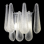 Бра с подвесками из рифленного стекла в форме капель на основании цвета хром Textured Glass варинант исполнения - 3 | Loft Concept в Новосибирске