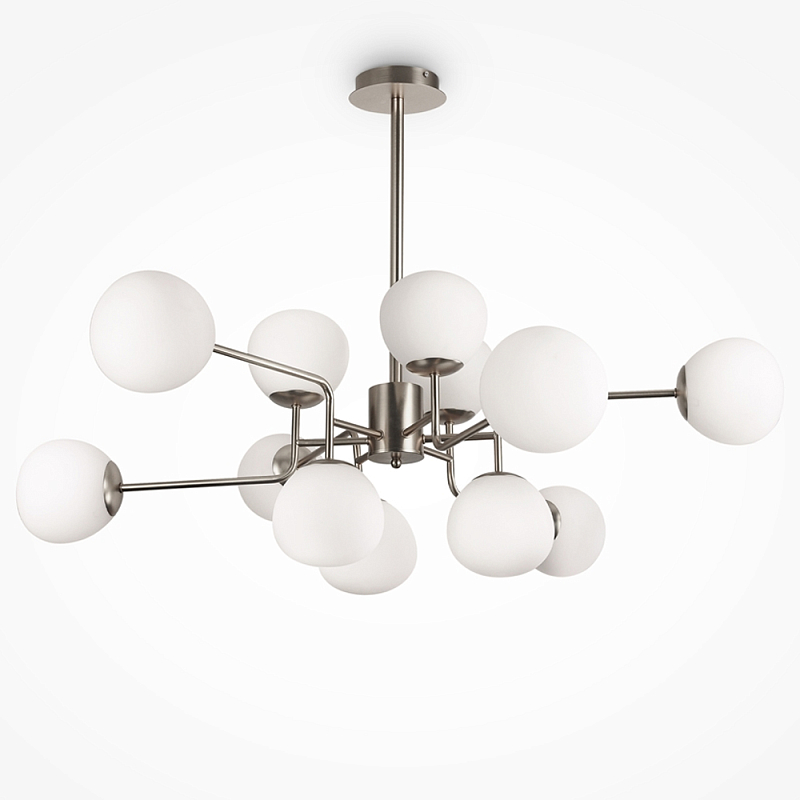 Люстра Tiepolo Ball Chandelier Nickel 12 Никель Белый в Новосибирске | Loft Concept 