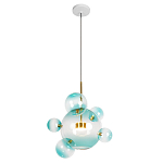 Подвесной светильник с прозрачными бирюзовыми стеклянными шарами и золотыми деталями Диаметр 46 Giopato & Coombes варинант исполнения - 1 | Loft Concept в Новосибирске