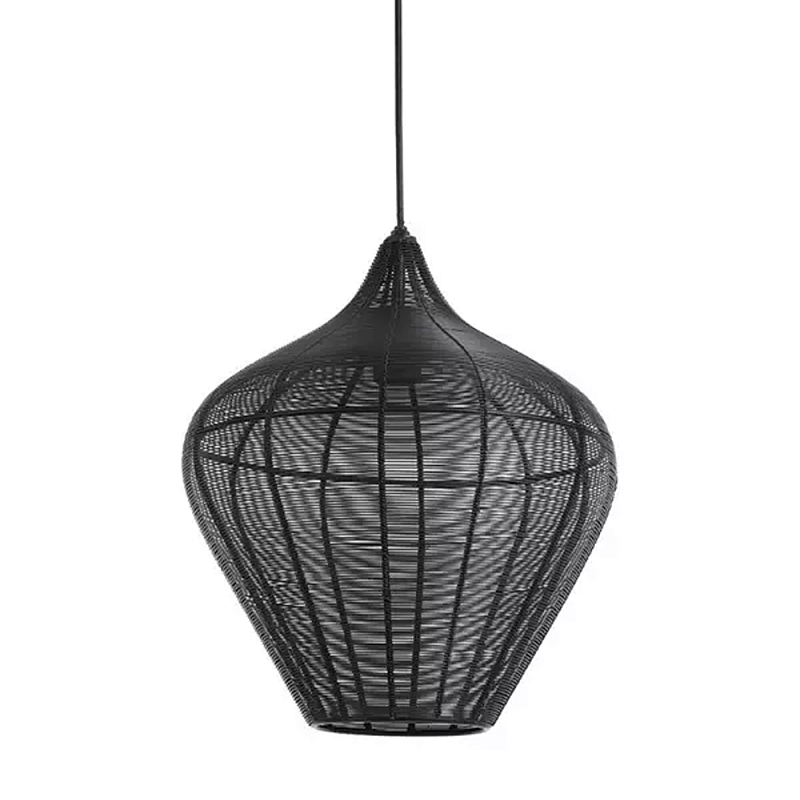 Подвесной светильник в форме купола с плетеным металлическим абажуром Wicker Iron Lamp Черный в Новосибирске | Loft Concept 