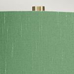 Настольная лампа с белым фигурным основанием на латунном основании и зеленым тканевым конусным абажуром Elstead Lighting варинант исполнения - 2 | Loft Concept в Новосибирске