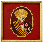 Картина в квадратной раме Chinoiserie Labrador Dog Red Portrait варинант исполнения - 1 | Loft Concept в Новосибирске