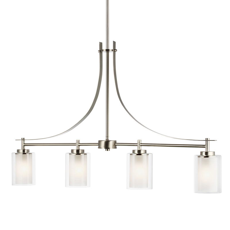 Люстра подвесная цвета никель с четырьмя матовыми стеклянными плафонами в современном стиле Generation Lighting Никель Прозрачное Стекло в Новосибирске | Loft Concept 