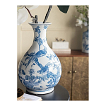 Ваза с мотивами цветущего сада с попугаями Blue Vase Inspired by Nature варинант исполнения - 6 | Loft Concept в Новосибирске