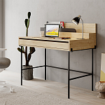 Стол письменный с выдвижным ящиком цвета древесины LEILA WORKING TABLE OAK ANTHRACITE варинант исполнения - 3 | Loft Concept в Новосибирске