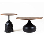 Столик журнальный с круглой деревянной столешницей на черном фактурном основании Bourgeon варинант исполнения - 3 | Loft Concept в Новосибирске