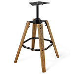 Барный стул со спинкой и металлической подставкой на 4-х деревянных ножках Зеленый Велюр Vendramin Chair варинант исполнения - 4 | Loft Concept в Новосибирске