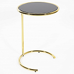 Приставной столик на золотистом основании с черной столешницей Noir варинант исполнения - 1 | Loft Concept в Новосибирске