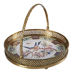 Блюдо фарфоровое с бронзовой ручкой Paradise Dish with Handle варинант исполнения - 1 | Loft Concept в Новосибирске