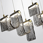 Подвесной светильник линейный с плафонами волнистой формы из фактурного стекла Big Wave варинант исполнения - 5 | Loft Concept в Новосибирске