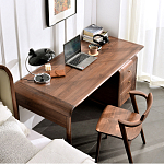 Стол рабочий округлой формы с 3-мя ящиками  Working Moonnut Table варинант исполнения - 6 | Loft Concept в Новосибирске