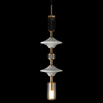 Подвесной светильник с белыми стеклянными элементами и бронзовыми вставками Высота 90 см Gabriel Scott Luna варинант исполнения - 6 | Loft Concept в Новосибирске