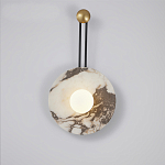 Бра круглое с каменным основанием и плафоном из стекла в форме шара Shaw Marble Lighting варинант исполнения - 1 | Loft Concept в Новосибирске