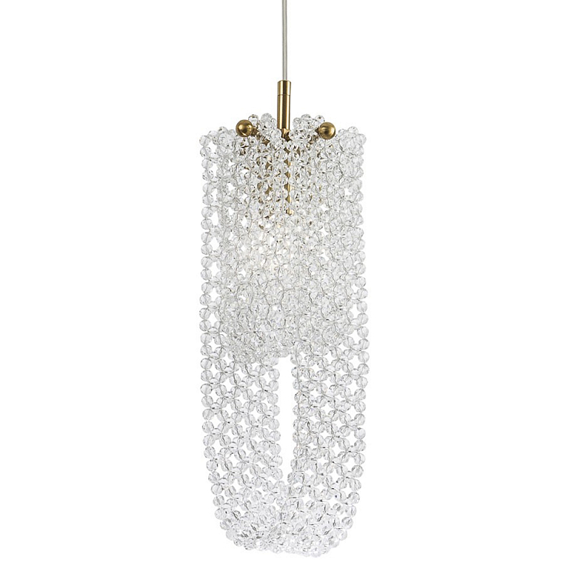 Подвесной светильник с хрустальными подвесками Godard Crystal Hanging Lamp Прозрачный Латунь Подвесной светильник с хрустальными подвесками Godard Crystal Hanging Lamp Прозрачный Латунь в Новосибирске | Loft Concept