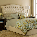 Кровать двуспальная бежевая с основанием из массива дуба с мягким изголовьем Flax Beds варинант исполнения - 1 | Loft Concept в Новосибирске