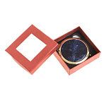 Зеркало карманное круглое двухстороннее из натурального камня Содалит в подарочной упаковке Gold Stone Mirrors варинант исполнения - 3 | Loft Concept в Новосибирске