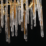 Люстра линейная золотого цвета с декоративными ветвями и длинными стеклянными подвесками в форме сосулек Droplet Chandelier варинант исполнения - 5 | Loft Concept в Новосибирске