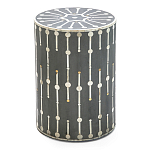 Приставной круглый столик с инкрустацией Mandika Bone Inlay Gray варинант исполнения - 2 | Loft Concept в Новосибирске