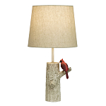 Настольная лампа с тканевым абажуром и основанием в виде птицы на дереве Simurq варинант исполнения - 1 | Loft Concept в Новосибирске