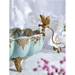 Чаша из голубого фарфора на бронзовых ножках с рисунком цветов и фигурками стрекоз Blue Garden варинант исполнения - 6 | Loft Concept в Новосибирске