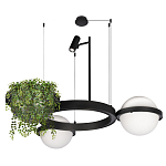 Подвесной светильник с 2-мя шарообразными плафонами и цилиндрическим спотом Light of Еyes варинант исполнения - 6 | Loft Concept в Новосибирске