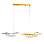 Люстра линейная золотистого цвета с двумя прозрачными волнистыми элементами Wave Line варинант исполнения - 2 | Loft Concept в Новосибирске