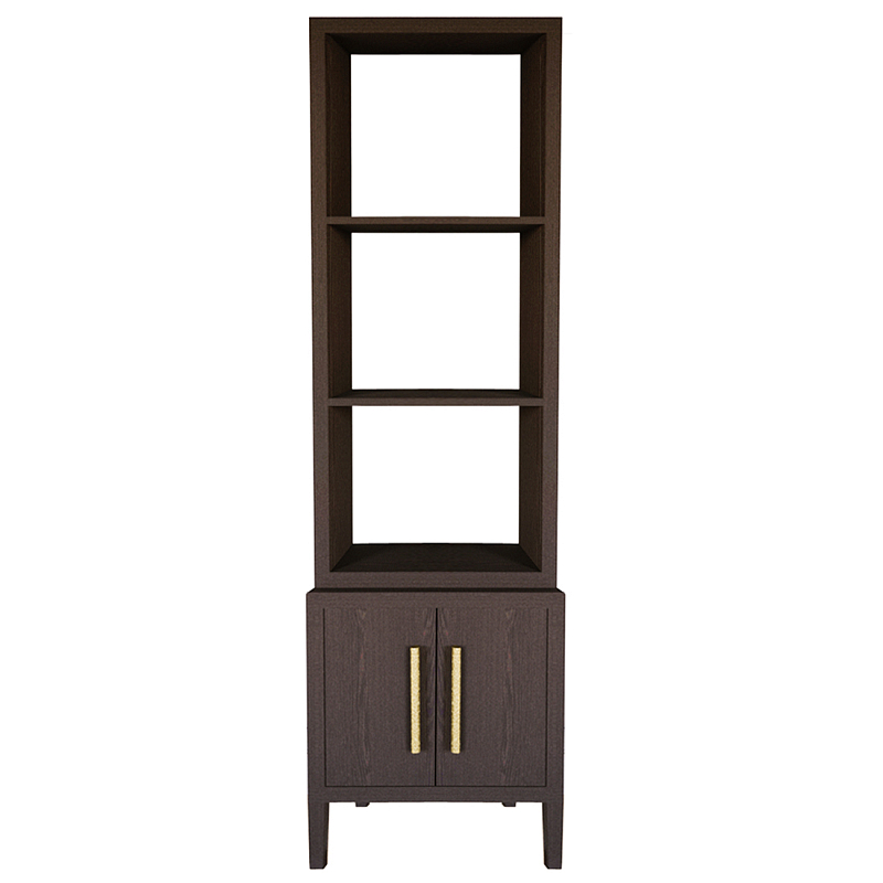 Этажерка Primo с тумбой шпон темный орех Темный дуб Золотой в Новосибирске | Loft Concept 