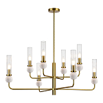 Люстра с 8-ю плафонами в форме стеклянных трубок и мраморных декоративных элементов Montreal варинант исполнения - 7 | Loft Concept в Новосибирске