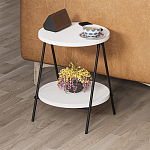 Стол приставной с 2-мя круглыми белыми столешницами ESSEL SIDE TABLE WHITE варинант исполнения - 8 | Loft Concept в Новосибирске