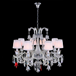 Люстра с 8-ю белыми текстильными абажурами и хрустальными подвесками Lustre Reverie варинант исполнения - 2 | Loft Concept в Новосибирске