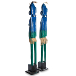 Комплект из 2-х деревянных статуэток Asmat Statuettes Blue Green варинант исполнения - 5 | Loft Concept в Новосибирске