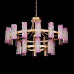 Люстра двухъярусная круглая с текстурными цилиндрическими плафонами Glimpse варинант исполнения - 1 | Loft Concept в Новосибирске