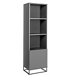 Стеллаж книжный цвета графит с 3-мя открытыми полками и дверкой Strict Lines варинант исполнения - 1 | Loft Concept в Новосибирске