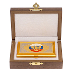 Визитница карманная металлическая с гравюрой Герба России в подарочной коробке Gold Metal Business Card Holders варинант исполнения - 3 | Loft Concept в Новосибирске