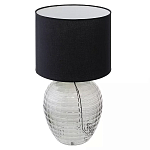 Настольная лампа с черным цилиндрическим тканевым абажуром и фактурным прозрачным основанием Black Cone варинант исполнения - 1 | Loft Concept в Новосибирске