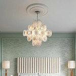 Люстра  с каскадом из круглых декоративных элементов  White Clear Glass Chandelier варинант исполнения - 5 | Loft Concept в Новосибирске