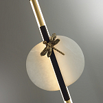 Подвесной светильник с шарообразным плафоном из алебастра и бронзовой декоративной стрекозой Alaris  варинант исполнения - 6 | Loft Concept в Новосибирске