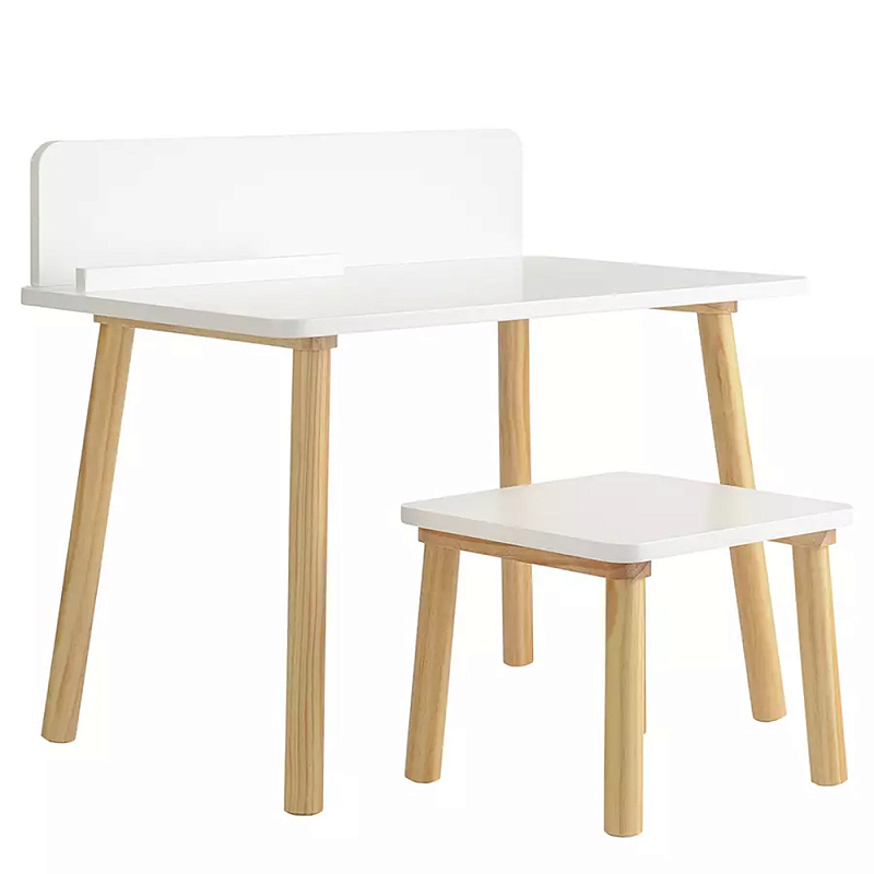 Набор детской мебели белый Childrens Table with Stool Белый Голубой в Новосибирске | Loft Concept 