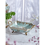 Блюдо прямоугольное из голубого фарфора с ручками и рисунком птиц и цветов Blue Garden варинант исполнения - 2 | Loft Concept в Новосибирске