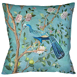 Подушка декоративная с изображением птицы в саду Chinoiserie Peacock in the Garden Cushion варинант исполнения - 1 | Loft Concept в Новосибирске