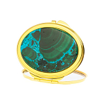 Зеркало карманное складное овальное из натурального камня Малахит с Хризоколлой Gold Stone Mirrors варинант исполнения - 2 | Loft Concept в Новосибирске