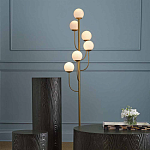 Торшер с 6-ю белыми стеклянными плафонами в форме шаров Gooseneck Pelle Chandelier варинант исполнения - 2 | Loft Concept в Новосибирске