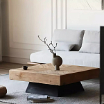 Дизайнерский журнальный стол квадратный с черным трапециевидным основанием Wokab варинант исполнения - 3 | Loft Concept в Новосибирске