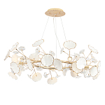 Люстра круглая с белыми лепестками из керамики и прозрачными хрустальными цветками Диаметр 82 см Wintery flovers варинант исполнения - 1 | Loft Concept в Новосибирске