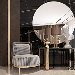 Настольная лампа с цилиндрическим абажуром из коричневой ткани и золотыми трубочками Brown Aura варинант исполнения - 4 | Loft Concept в Новосибирске