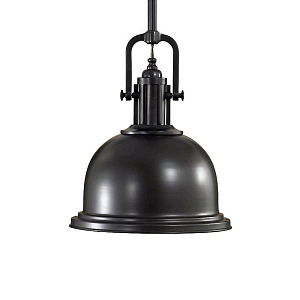 Подвесной светильник в индустриальном стиле с черным металлическим купольным плафоном Feiss
