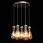 Люстра с 7-ю прозрачными плафонами из стекла в форме капли на круглом потолочном основании цвета хром Lucid Rain  варинант исполнения - 3 | Loft Concept в Новосибирске