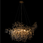 Подвесная люстра в виде ветвей деревьев золотого цвета с прозрачными подвесками-каплями 10 и 14 ламп Droplet Chandelier варинант исполнения - 4 | Loft Concept в Новосибирске