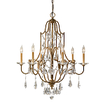 Люстра в бронзовом цвете с 6-ю лампами в форме свечей со стеклянными подвесками в классическом стиле Feiss варинант исполнения - 1 | Loft Concept в Новосибирске